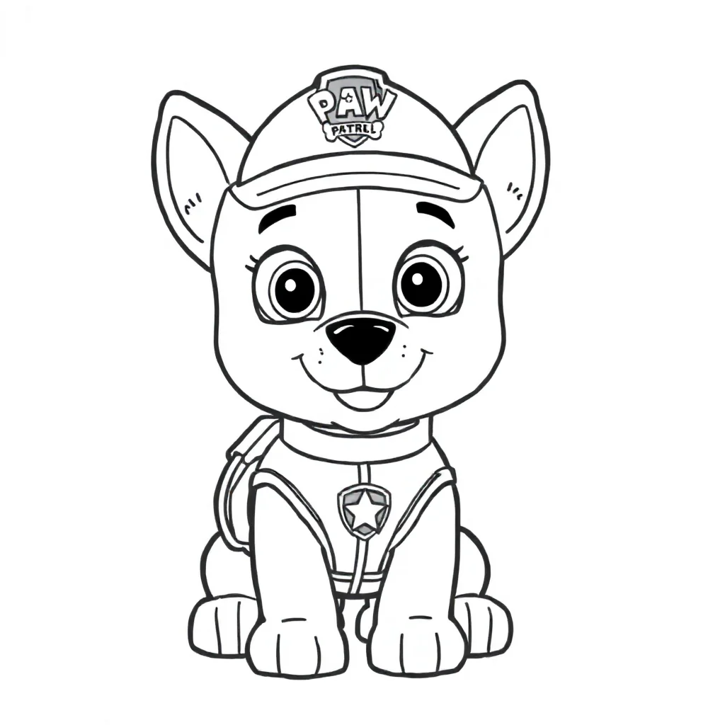 Paw patrol a cute paw patrol puppy in a uniform — easy paw patrol coloring page (ages 2–5)