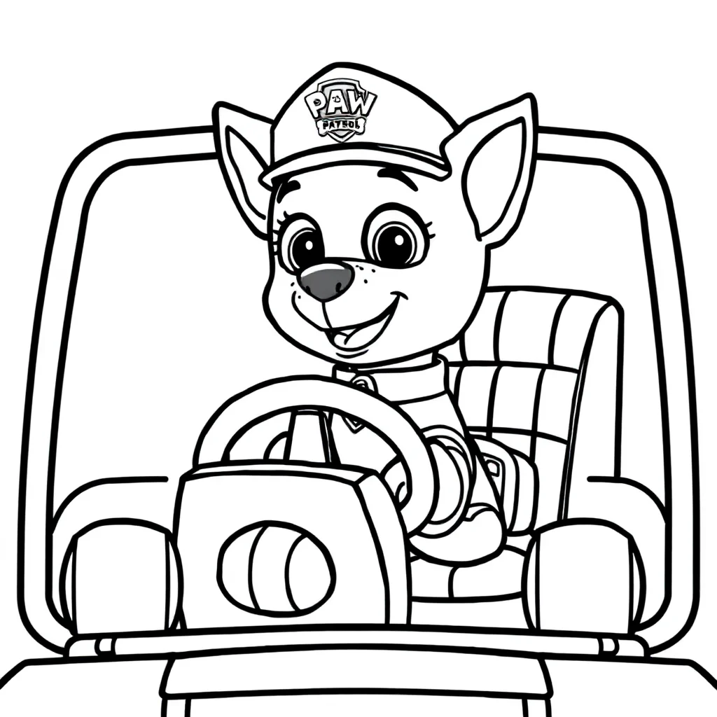 Paw patrol a paw patrol pup driving a vehicle — easy paw patrol coloring page (ages 2–5)