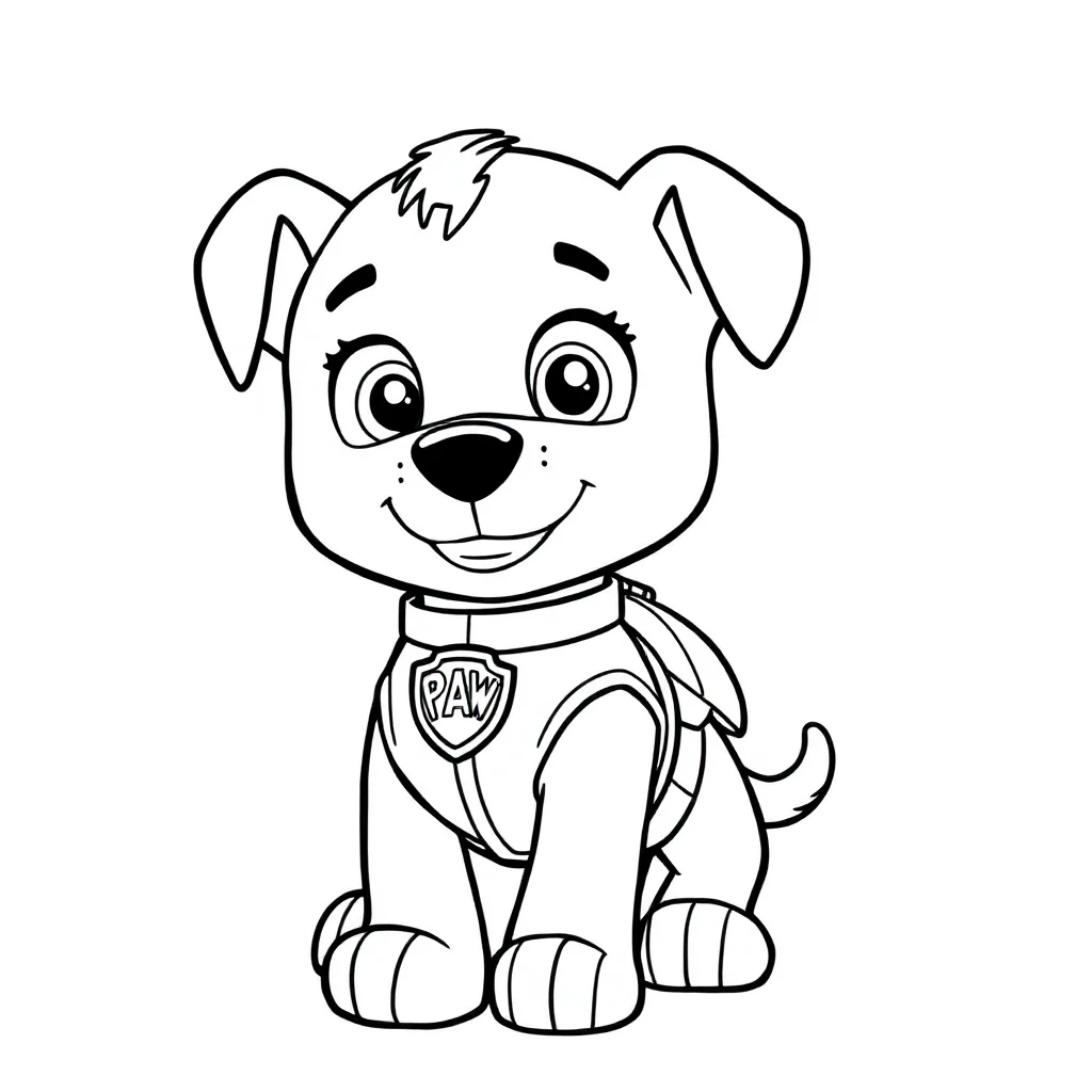 Paw patrol a paw patrol pup with a badge — easy paw patrol coloring page (ages 2–5)