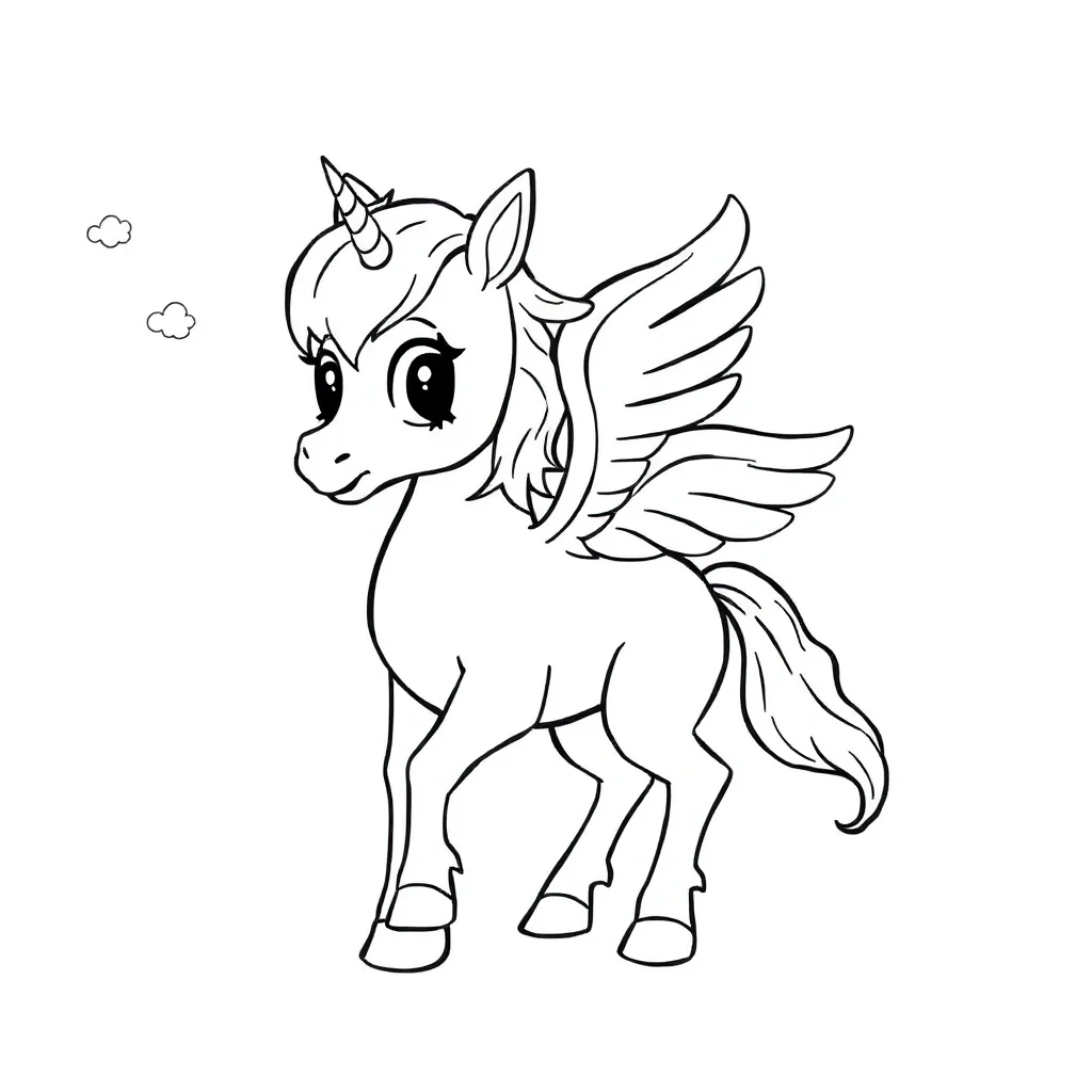 Pegasus a baby pegasus — easy pegasus coloring page (ages 2–5)