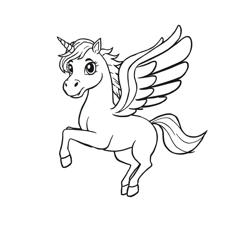 Pegasus a flying pegasus — easy pegasus coloring page (ages 2–5)