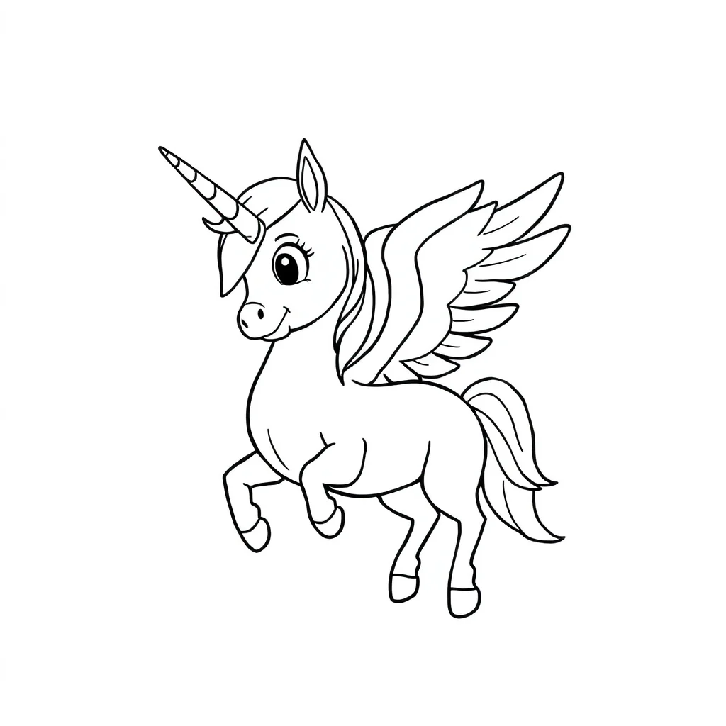 Pegasus a pegasus with wings — easy pegasus coloring page (ages 2–5)