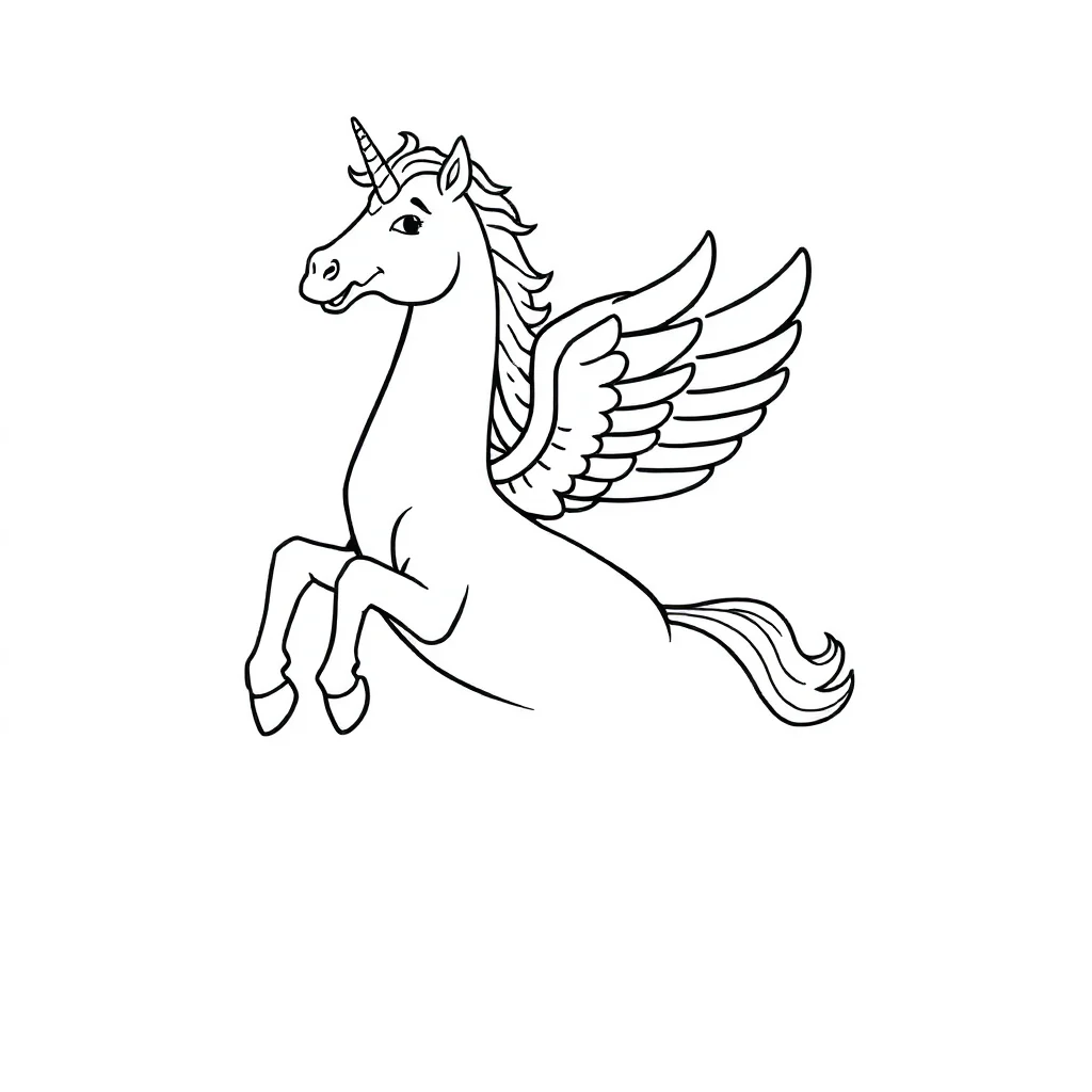 Pegasus a rearing pegasus — easy pegasus coloring page (ages 2–5)