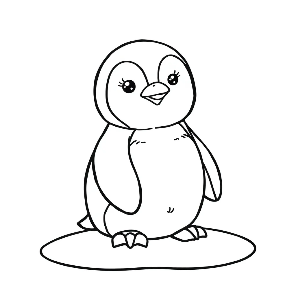 Penguins a baby penguin — easy penguins coloring page (ages 2–5)