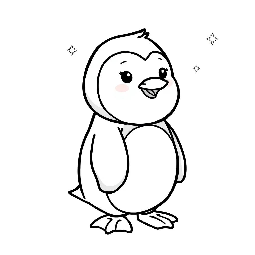Penguins a cute penguin — easy penguins coloring page (ages 2–5)