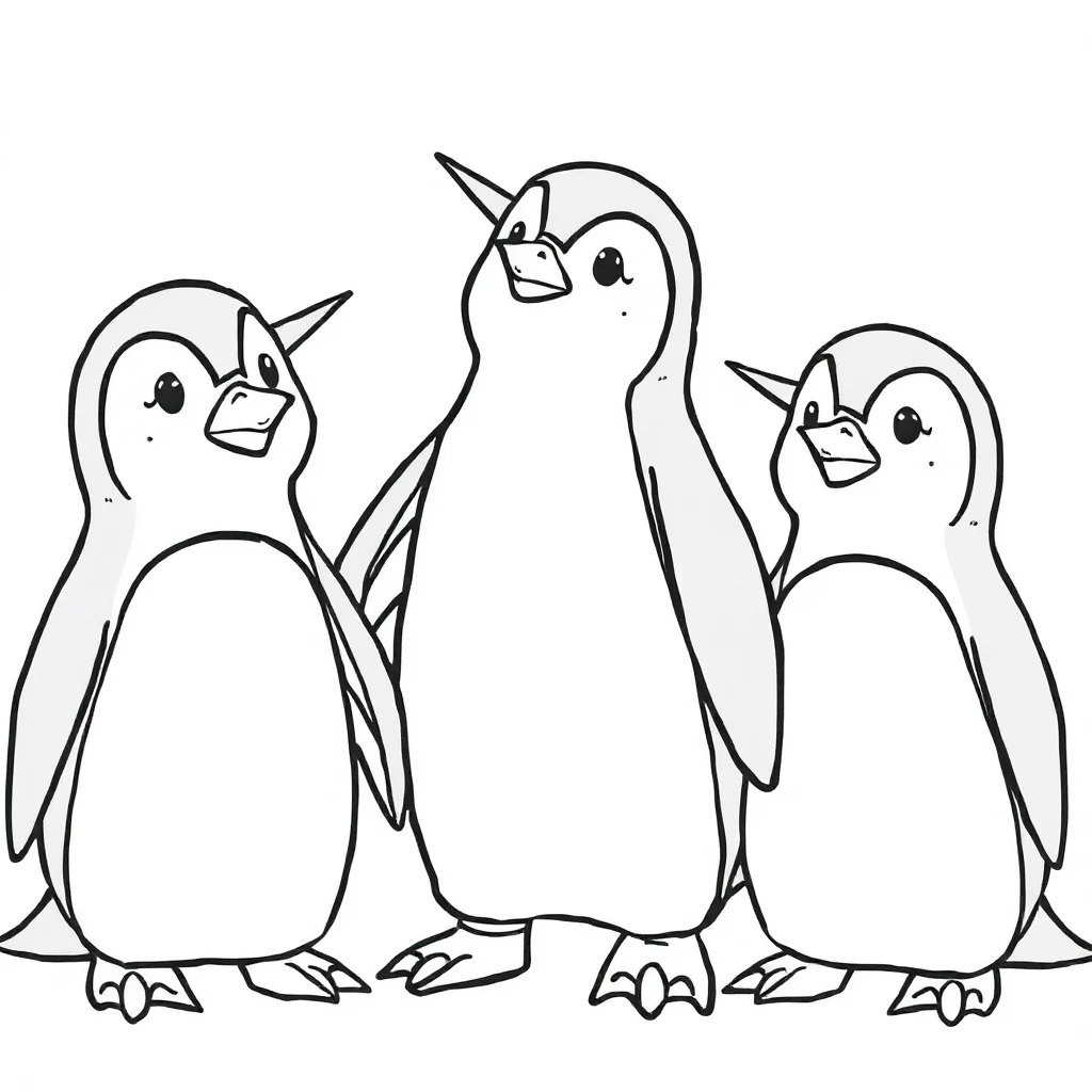 Penguins a group of penguins — easy penguins coloring page (ages 2–5)