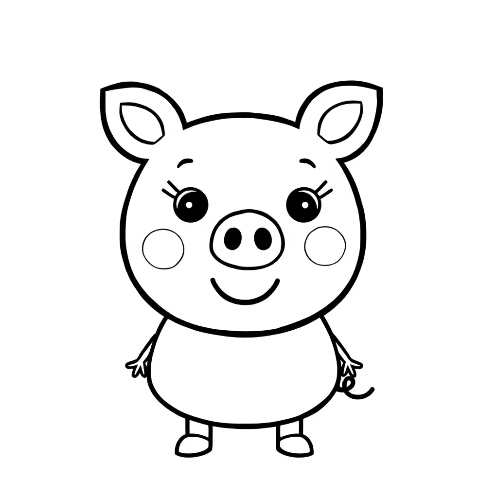 Peppa pig a chibi peppa pig smiling — easy peppa pig coloring page (ages 2–5)