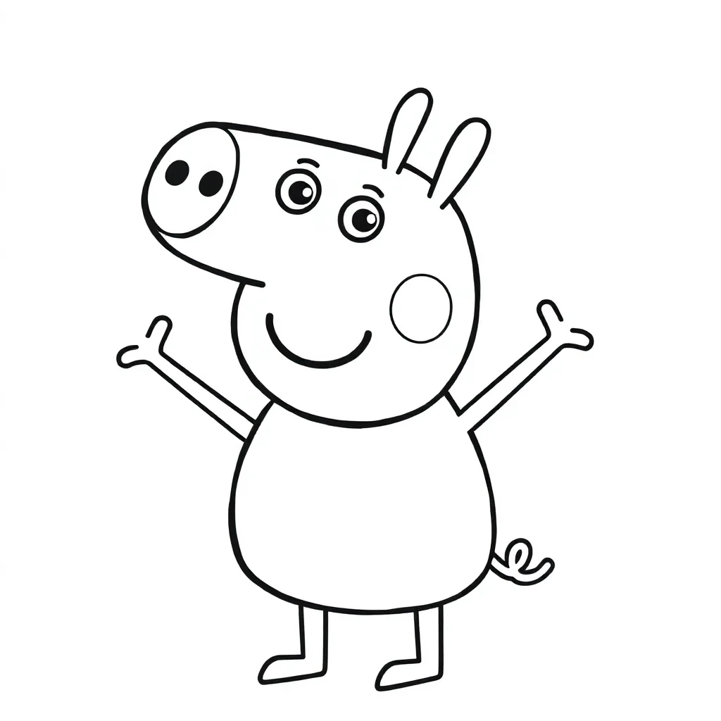 Peppa pig cute peppa pig waving — easy peppa pig coloring page (ages 2–5)