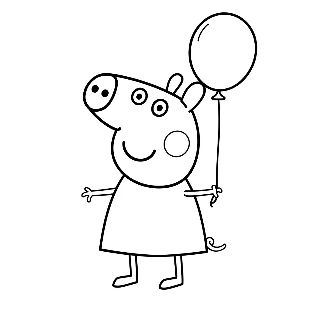 Peppa pig peppa pig holding a balloon — easy peppa pig coloring page (ages 2–5)