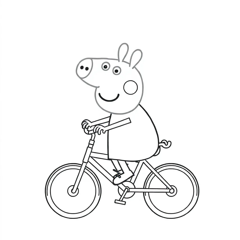 Peppa pig peppa pig riding a bike — easy peppa pig coloring page (ages 2–5)