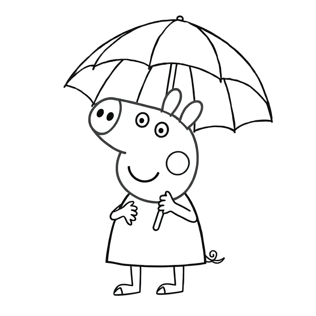Peppa pig peppa pig with an umbrella — easy peppa pig coloring page (ages 2–5)