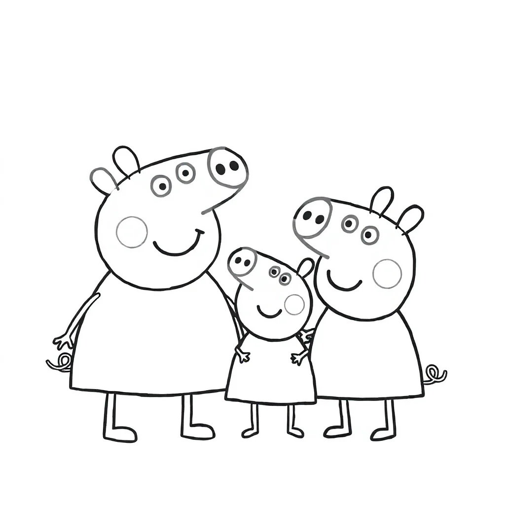 Peppa pig peppa pig with her family — easy peppa pig coloring page (ages 2–5)