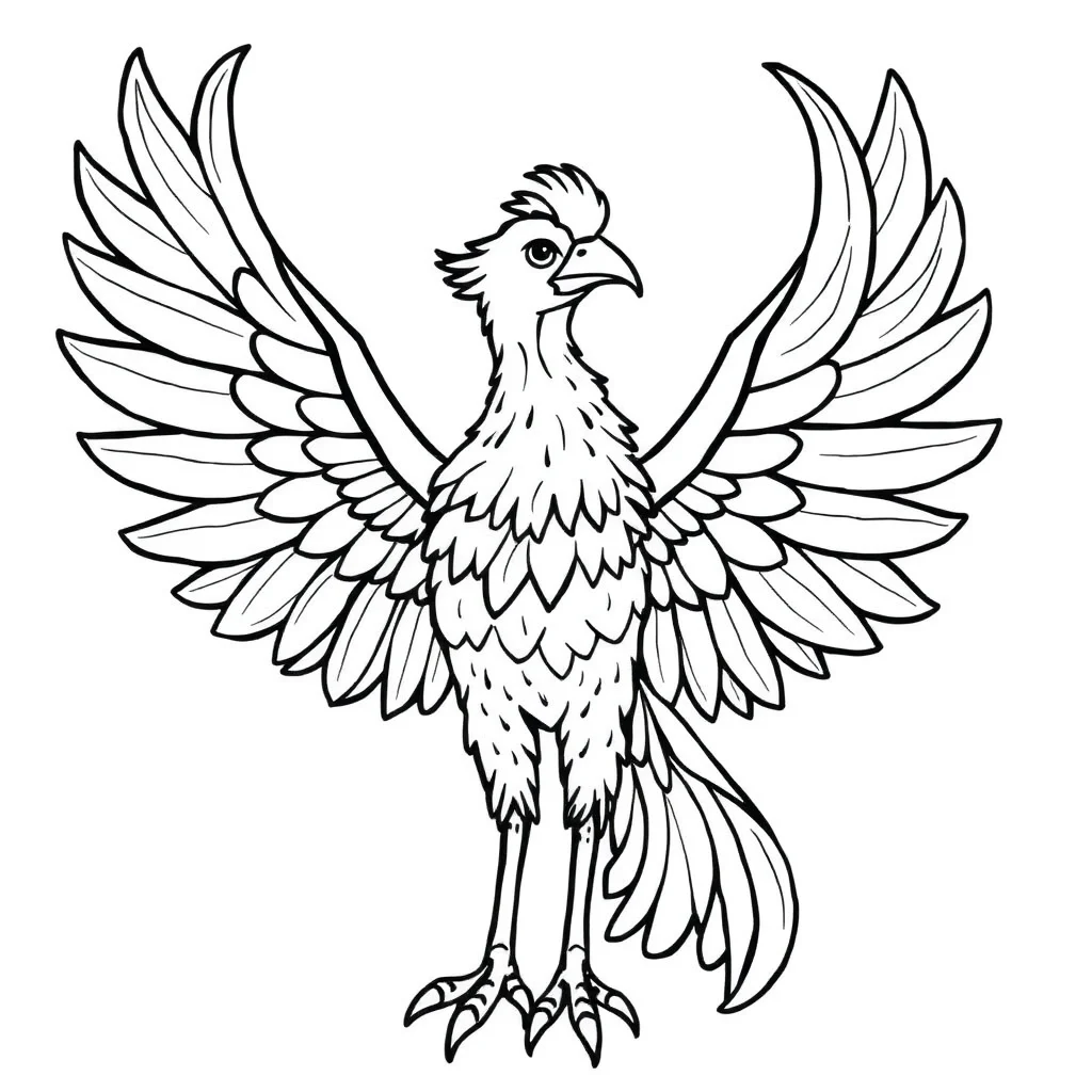 Phoenix a detailed phoenix — easy phoenix coloring page (ages 2–5)