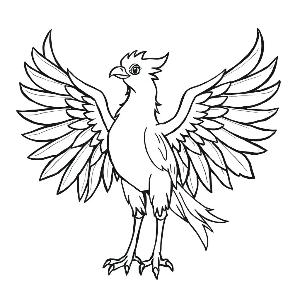 Phoenix a majestic phoenix — easy phoenix coloring page (ages 2–5)