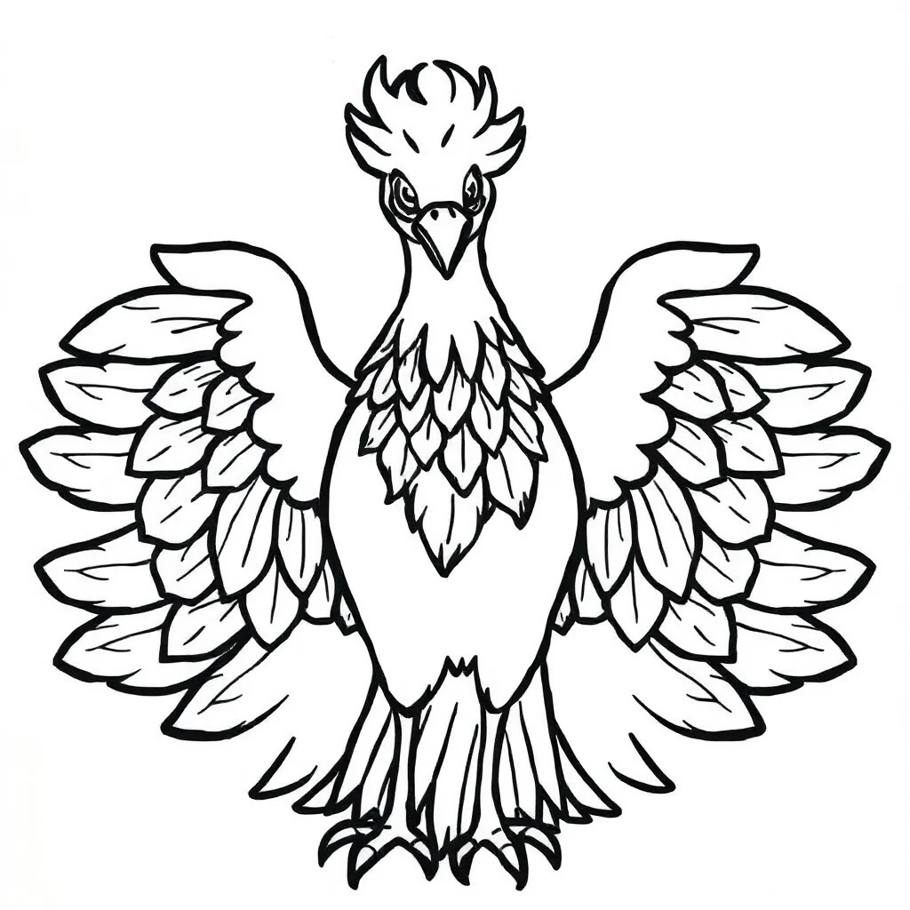 Phoenix a phoenix with ornate feathers — easy phoenix coloring page (ages 2–5)