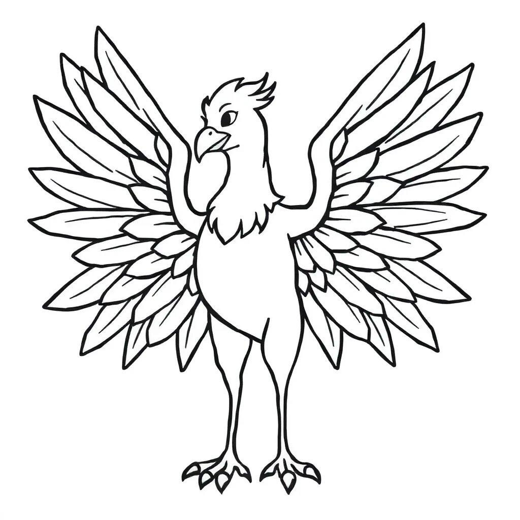 Phoenix a phoenix with spread wings — easy phoenix coloring page (ages 2–5)