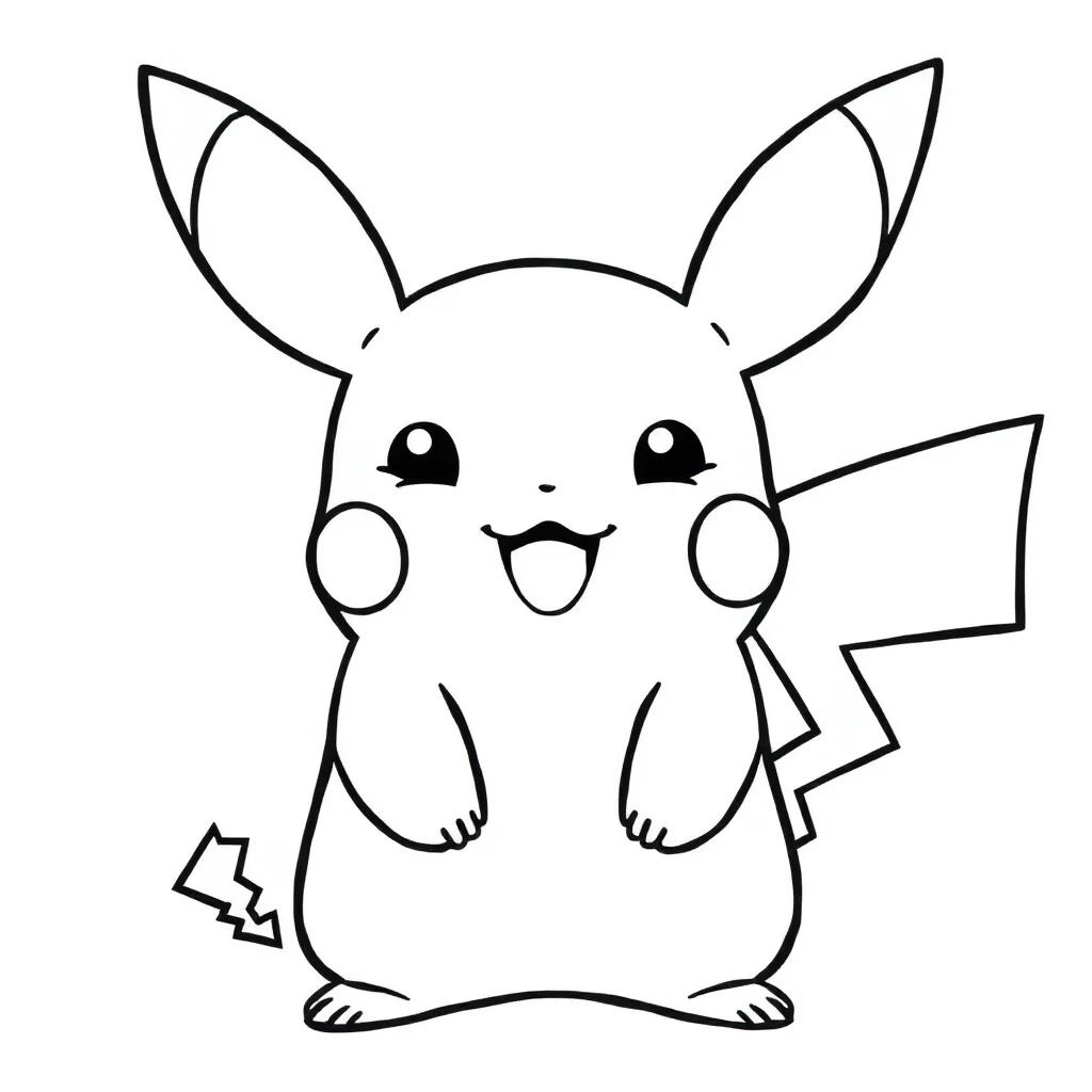 Pikachu a cute pikachu smiling — easy pikachu coloring page (ages 2–5)
