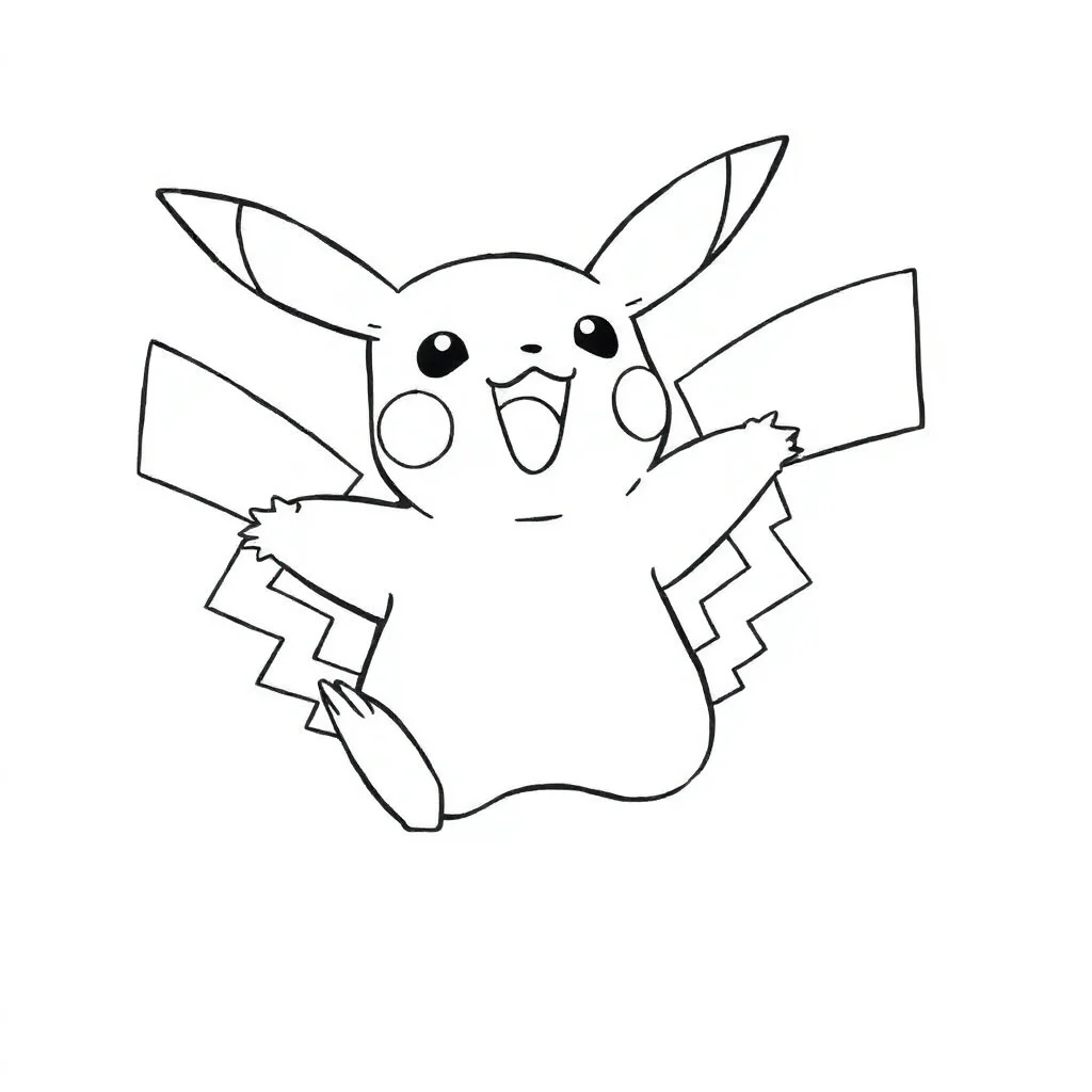 Pikachu pikachu jumping with joy — easy pikachu coloring page (ages 2–5)
