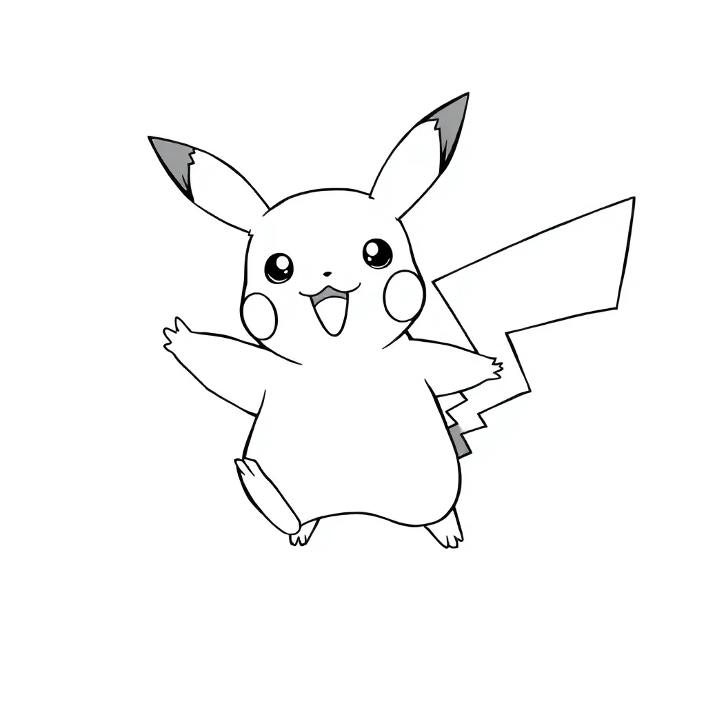 Pikachu pikachu running happily — easy pikachu coloring page (ages 2–5)