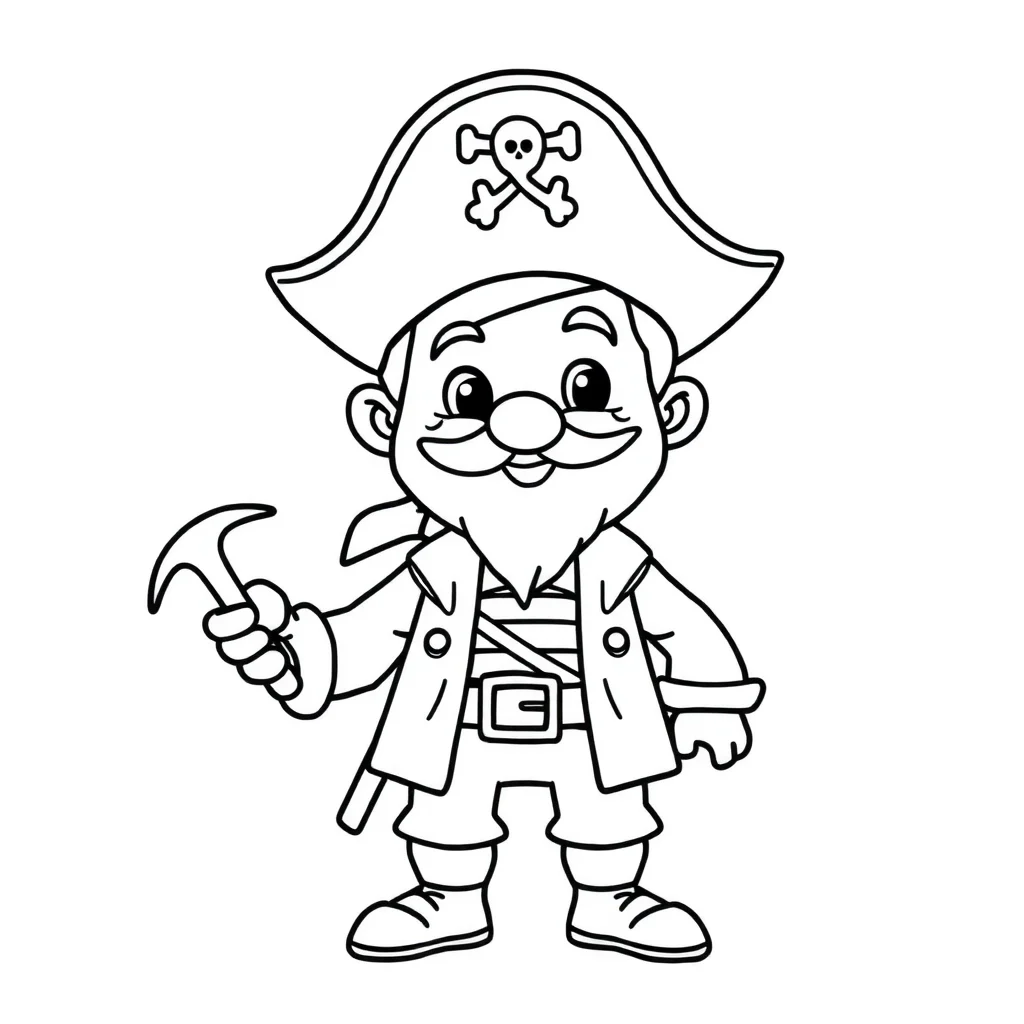 Pirates a friendly pirate — easy pirates coloring page (ages 2–5)