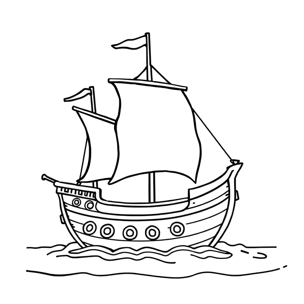 Pirates a pirate ship — easy pirates coloring page (ages 2–5)