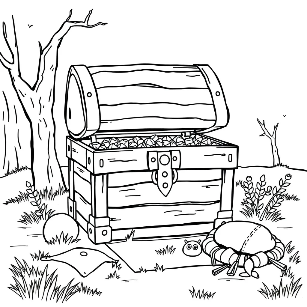 Pirates a treasure chest having a picnic — classic pirates coloring page (ages 5–10)