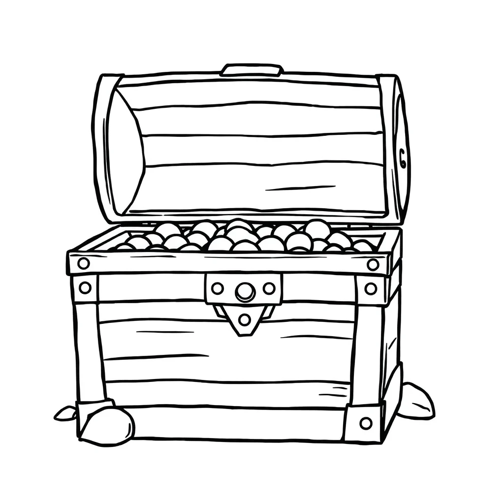 Pirates a treasure chest — easy pirates coloring page (ages 2–5)