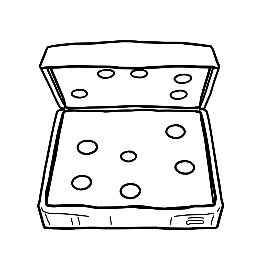 Pizza a pizza box — easy pizza coloring page (ages 2–5)