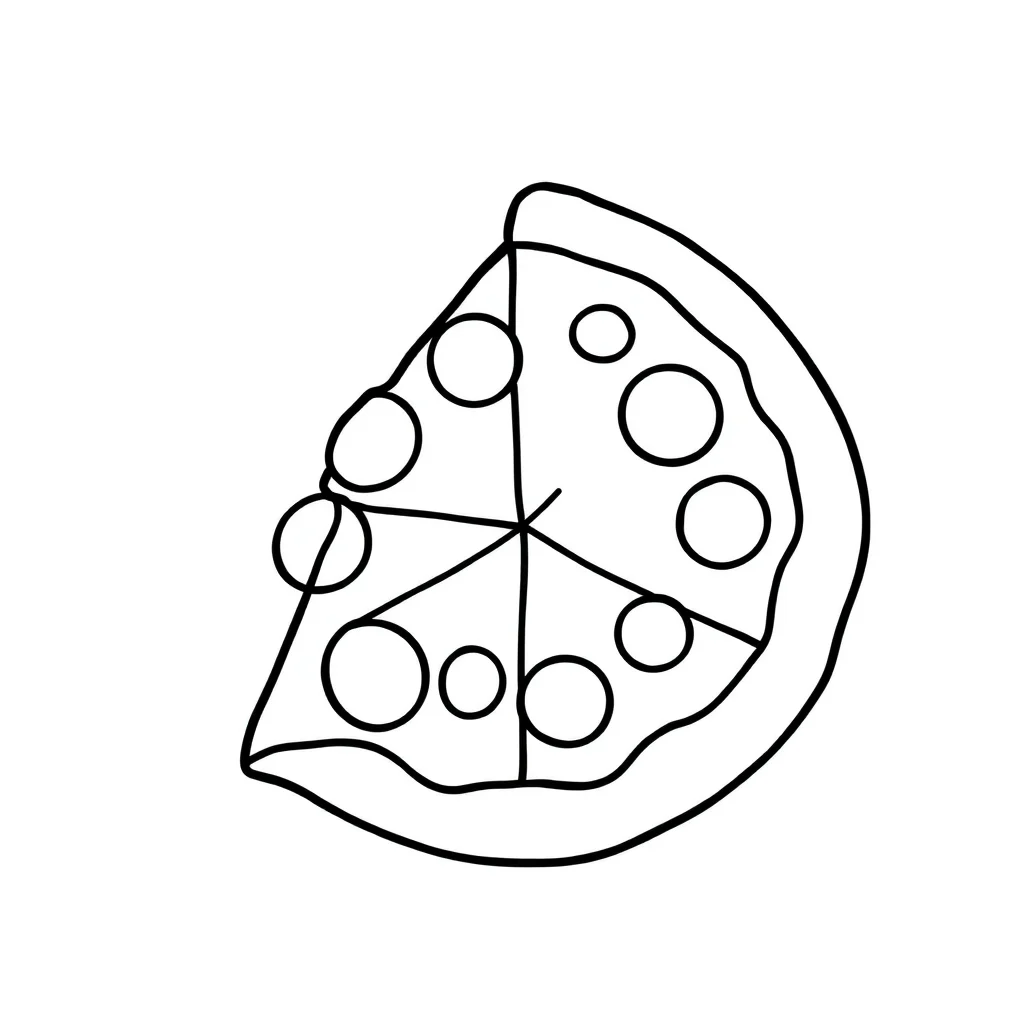 Pizza a slice of pizza — easy pizza coloring page (ages 2–5)