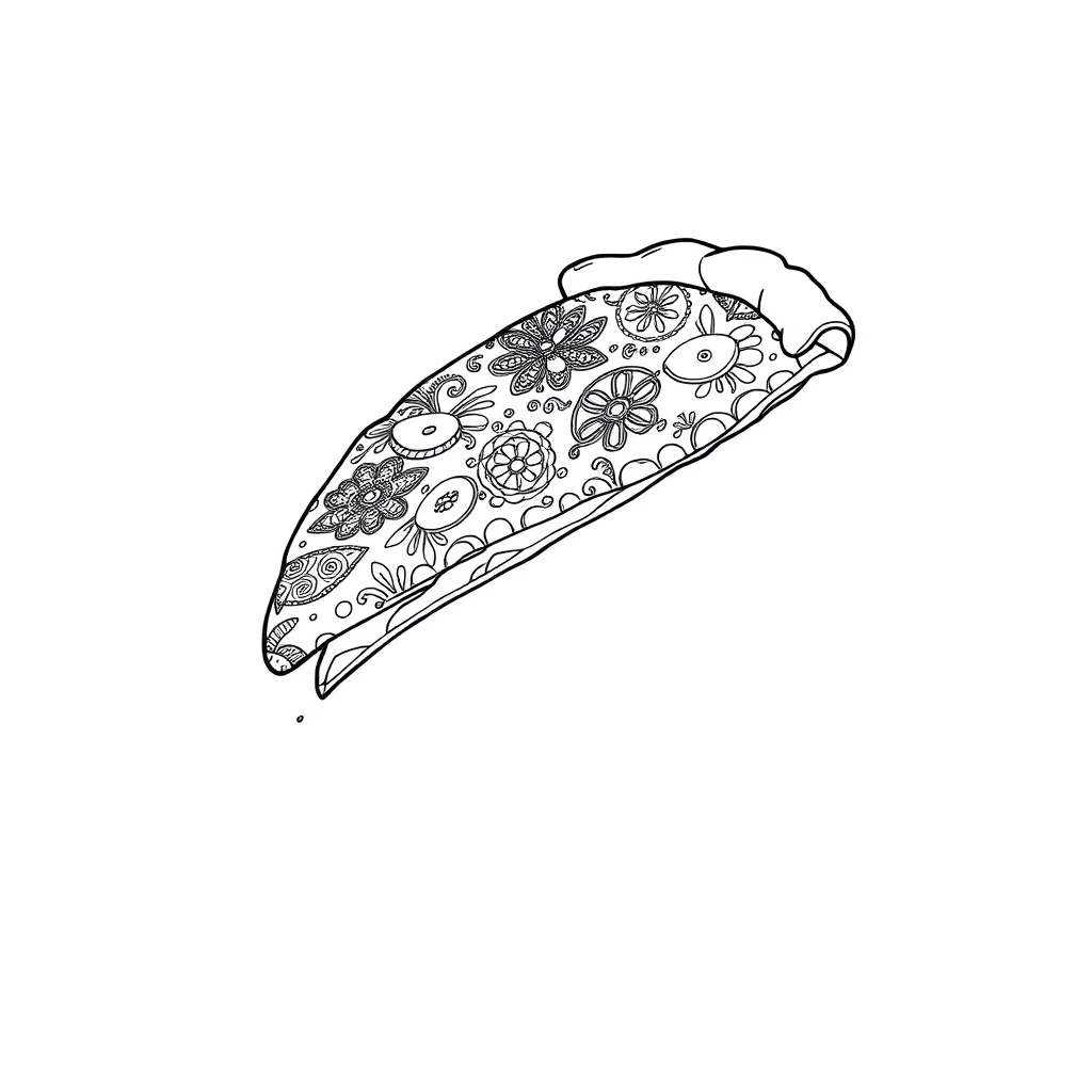 Pizza a whole pizza leaping mid air — detailed pizza coloring page (ages 9+ & adults)