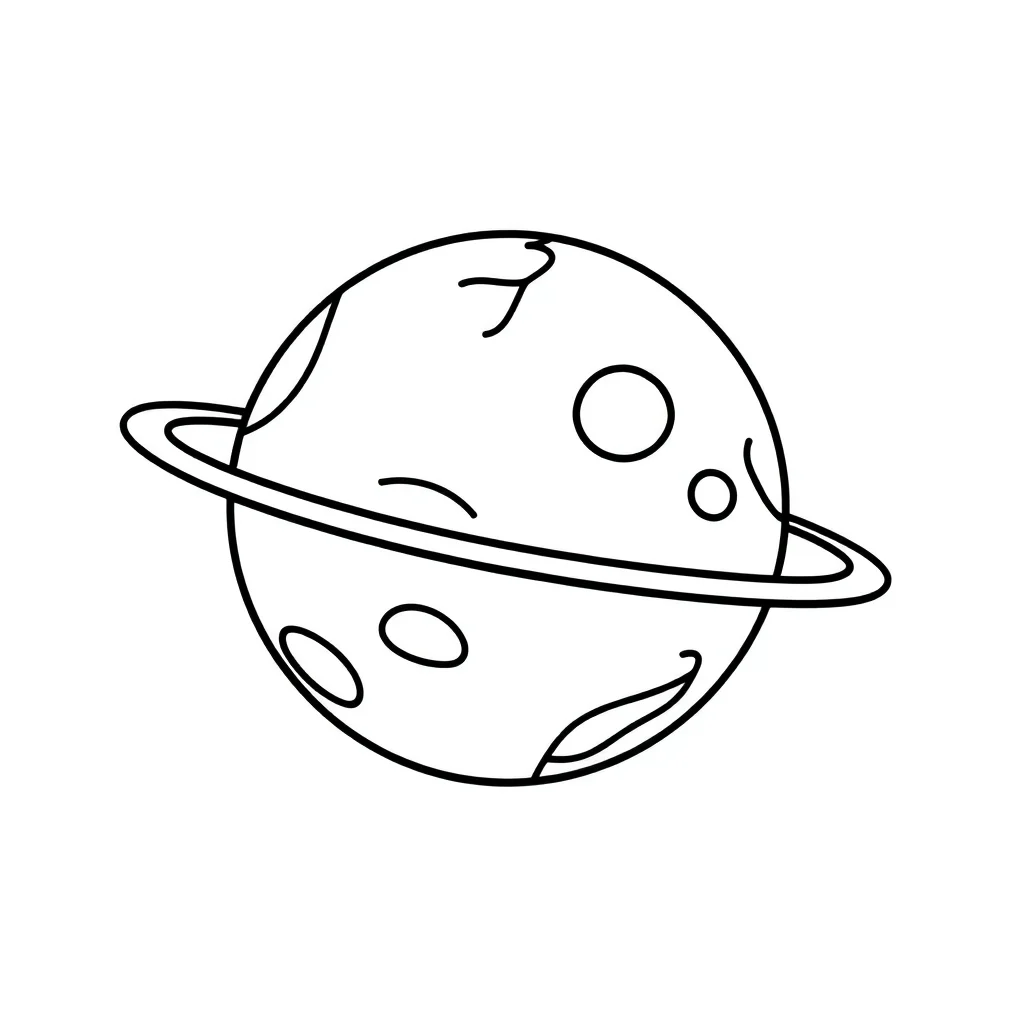 Planets a cute planet — easy planets coloring page (ages 2–5)
