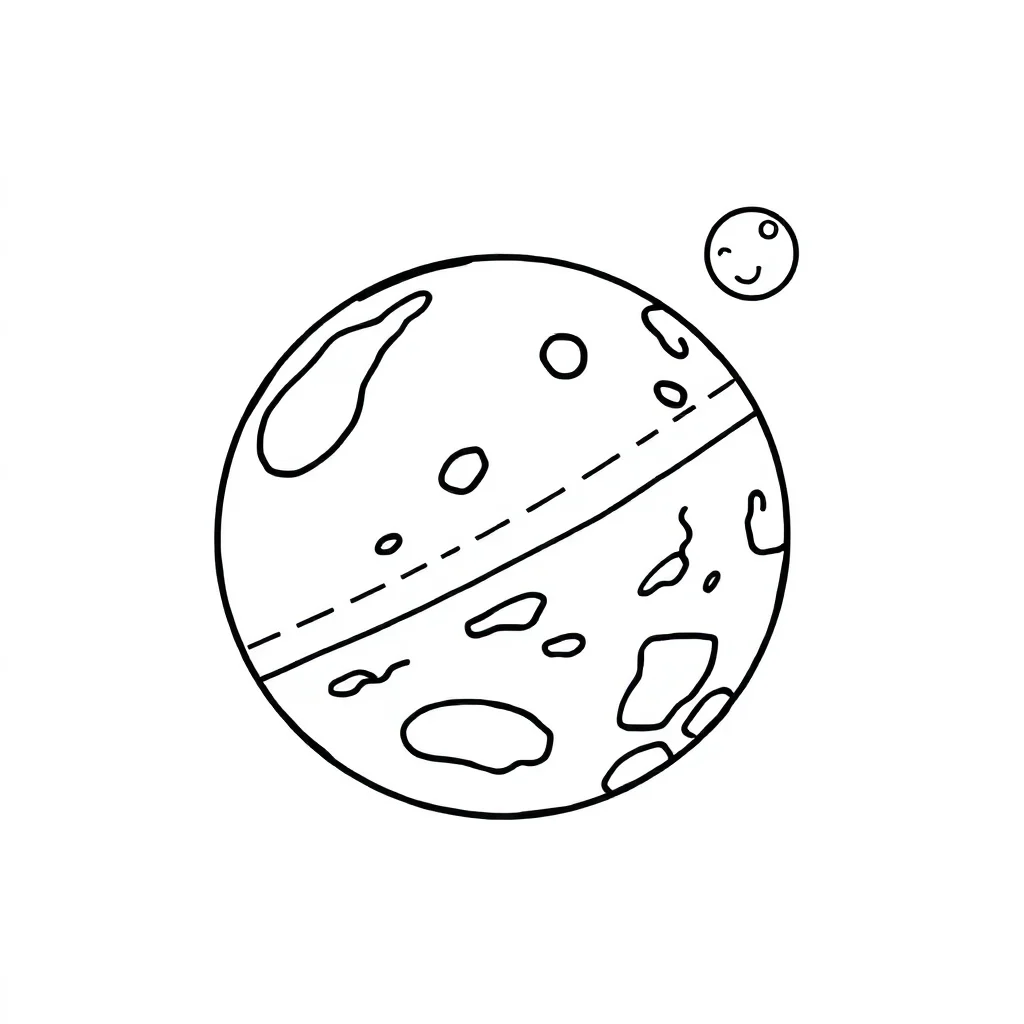 Planets a planet with a moon — easy planets coloring page (ages 2–5)