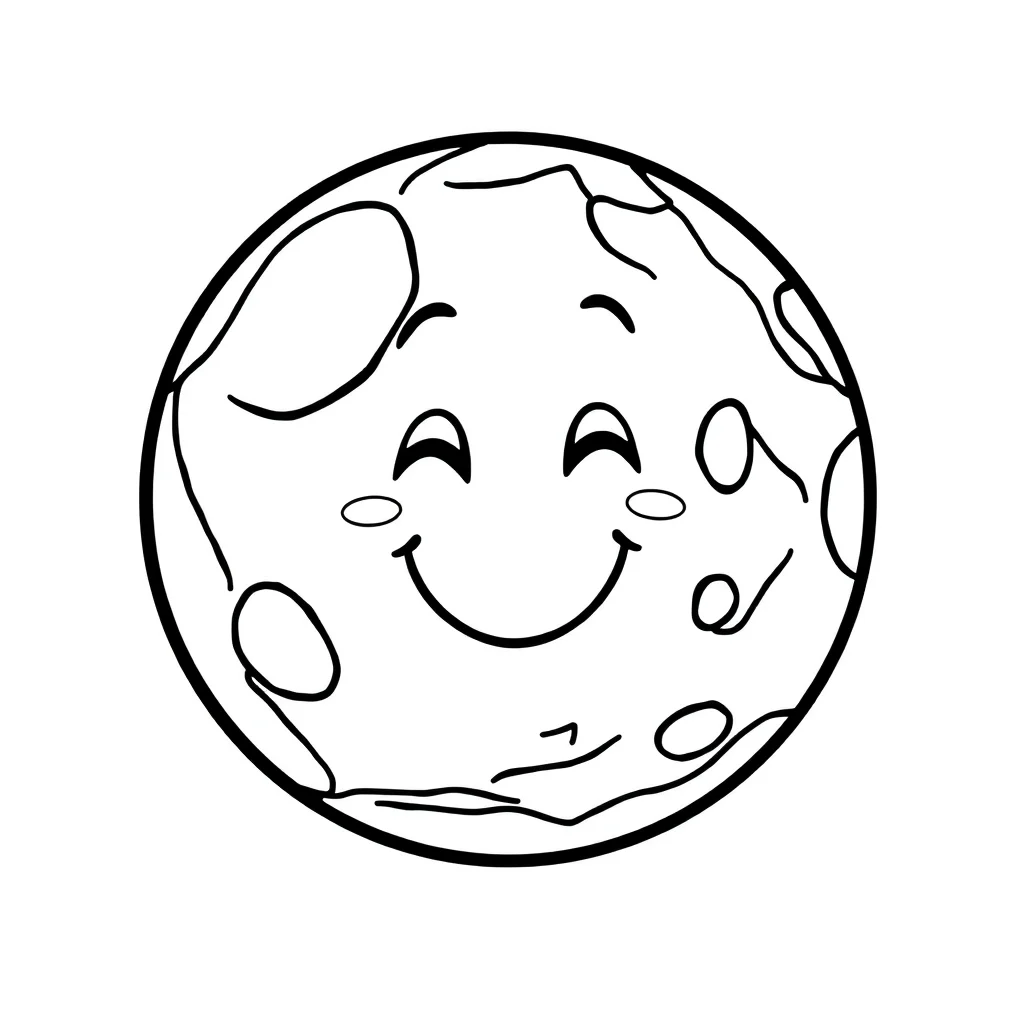 Planets a smiling planet — easy planets coloring page (ages 2–5)