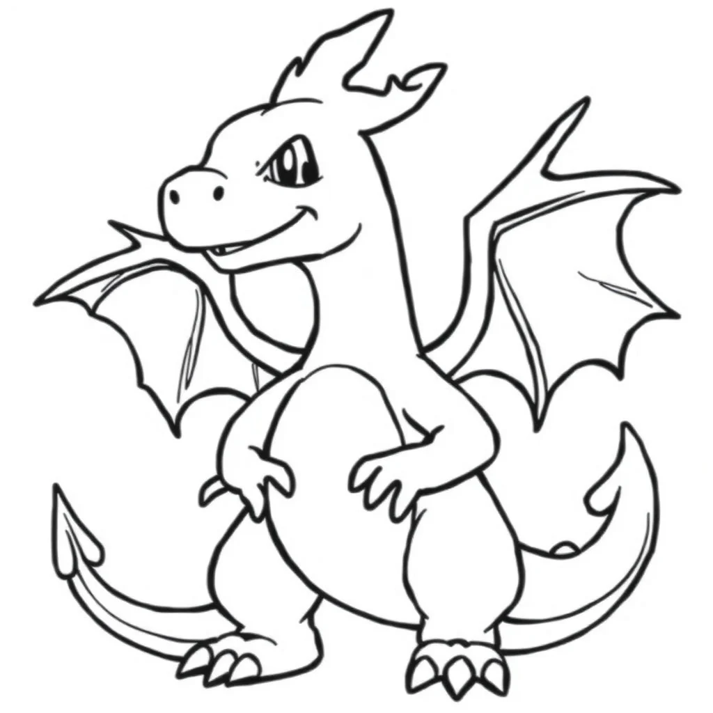 Pokemon a charizard pokemon with wings — easy pokemon coloring page (ages 2–5)