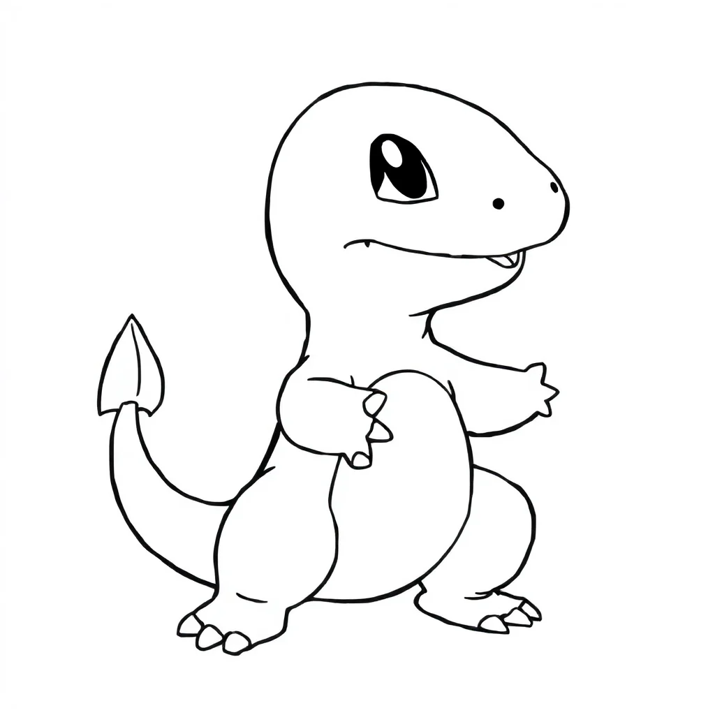 Pokemon a cute charmander pokemon — easy pokemon coloring page (ages 2–5)