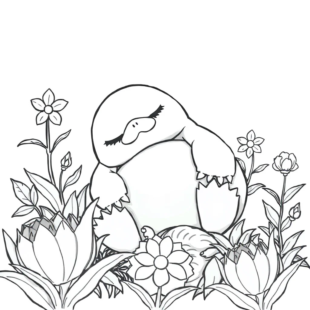 Pokemon a cute snorlax pokemon sleeping in a flower garden — classic pokemon coloring page (ages 5–10)