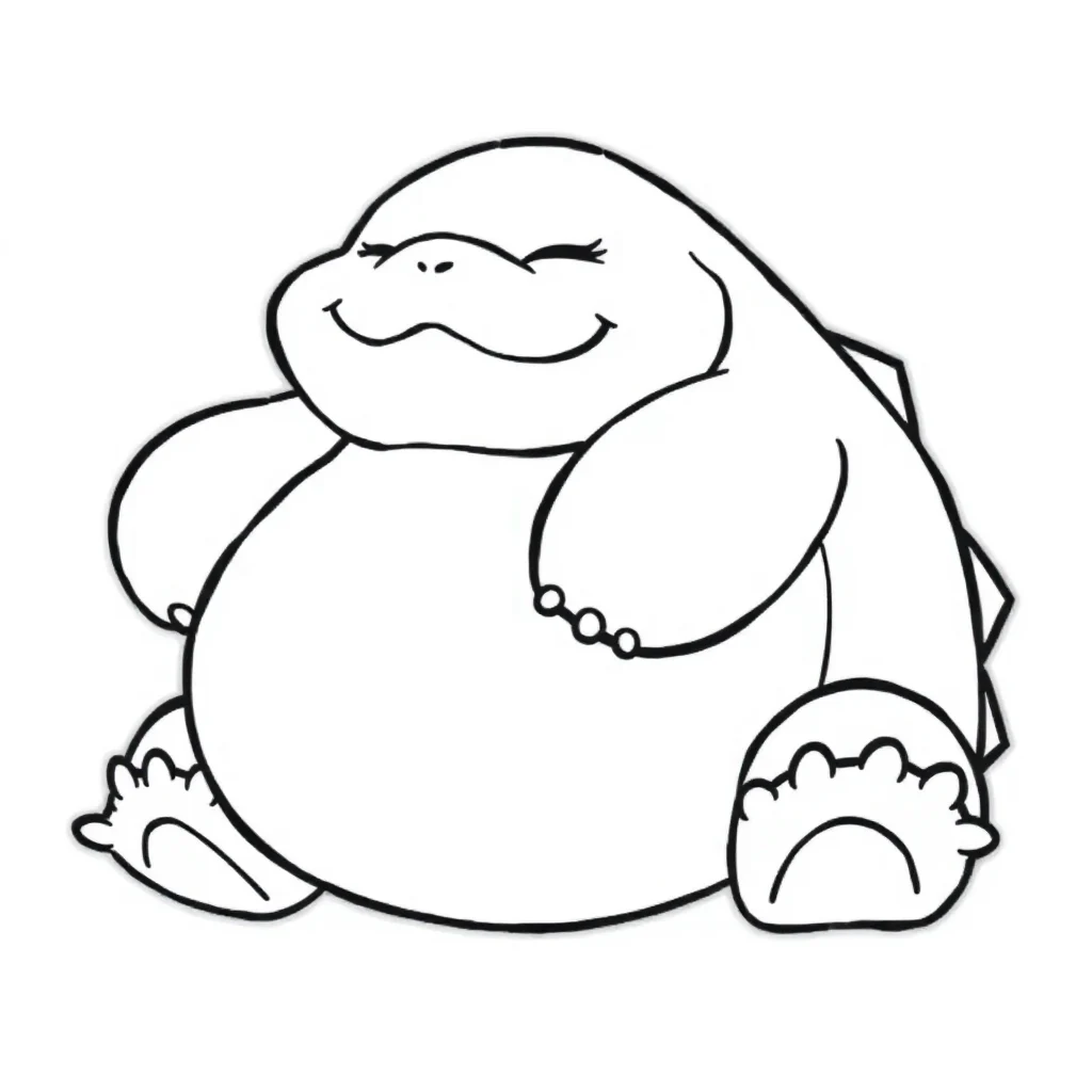 Pokemon a cute snorlax pokemon sleeping — easy pokemon coloring page (ages 2–5)