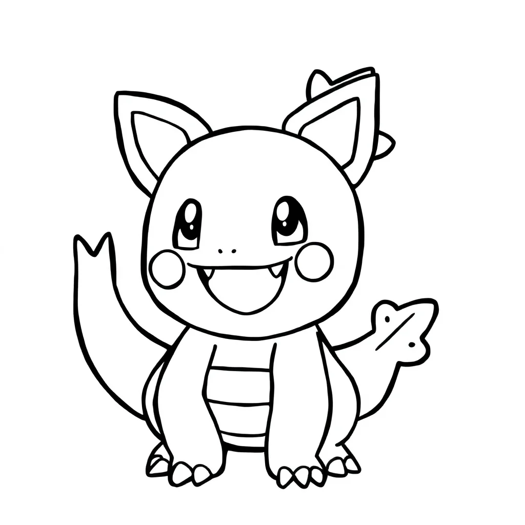 Pokemon a happy bulbasaur pokemon — easy pokemon coloring page (ages 2–5)