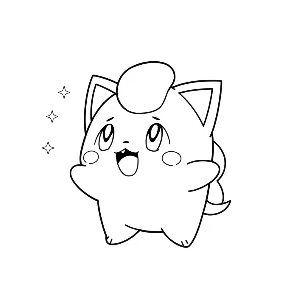 Pokemon a jigglypuff pokemon singing — easy pokemon coloring page (ages 2–5)