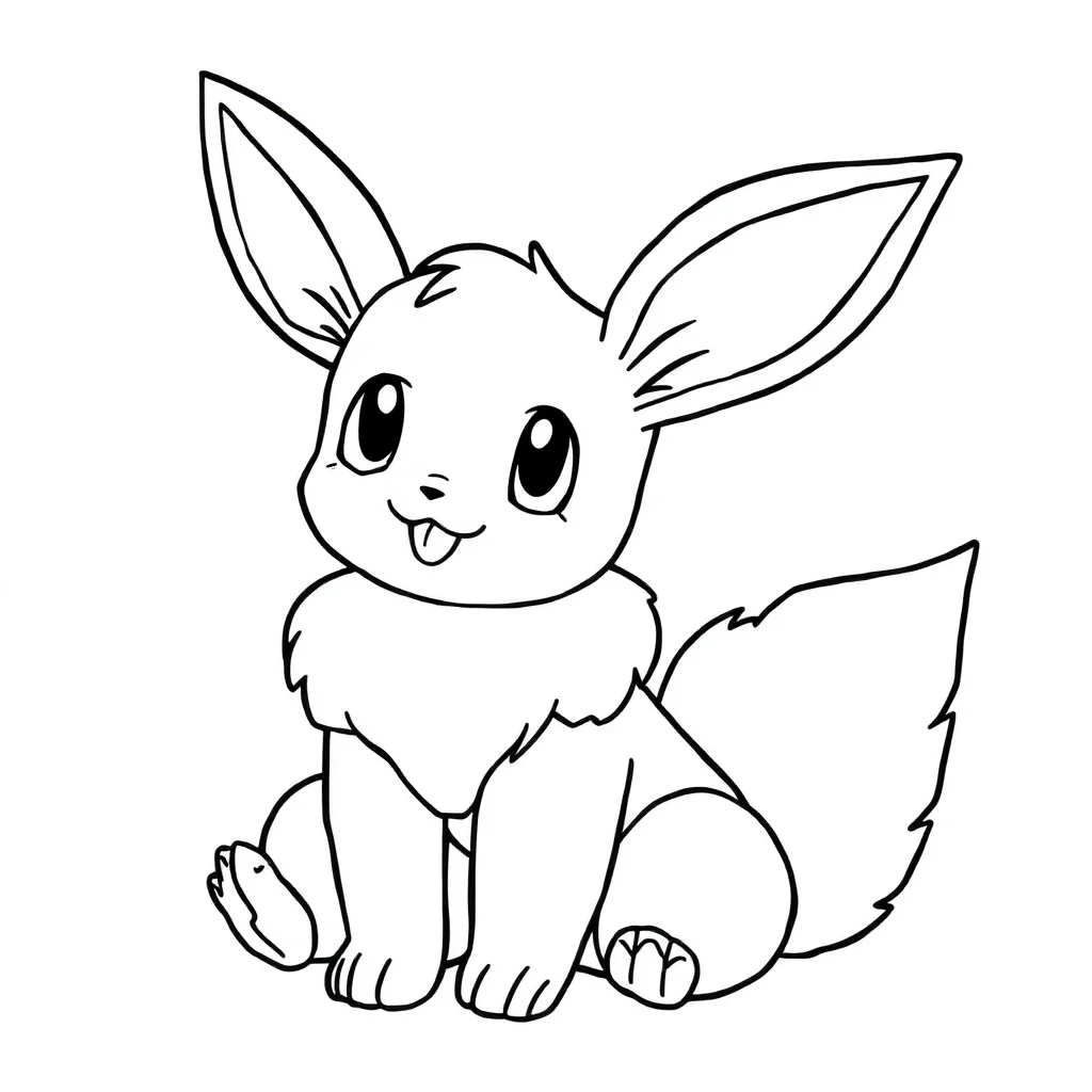 Pokemon an eevee pokemon sitting — easy pokemon coloring page (ages 2–5)