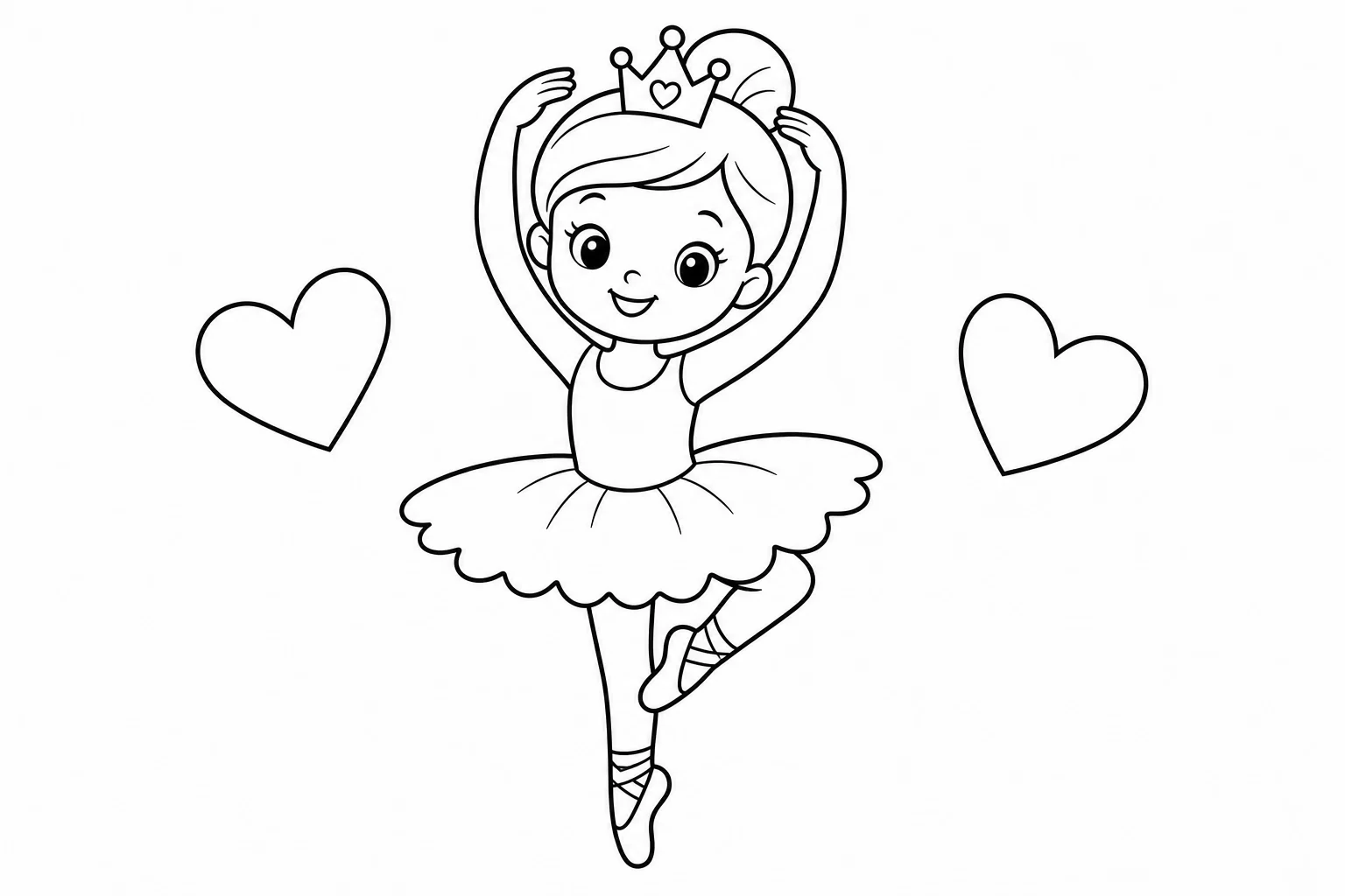 Princesses ballerina — easy princesses coloring page (ages 2–5)