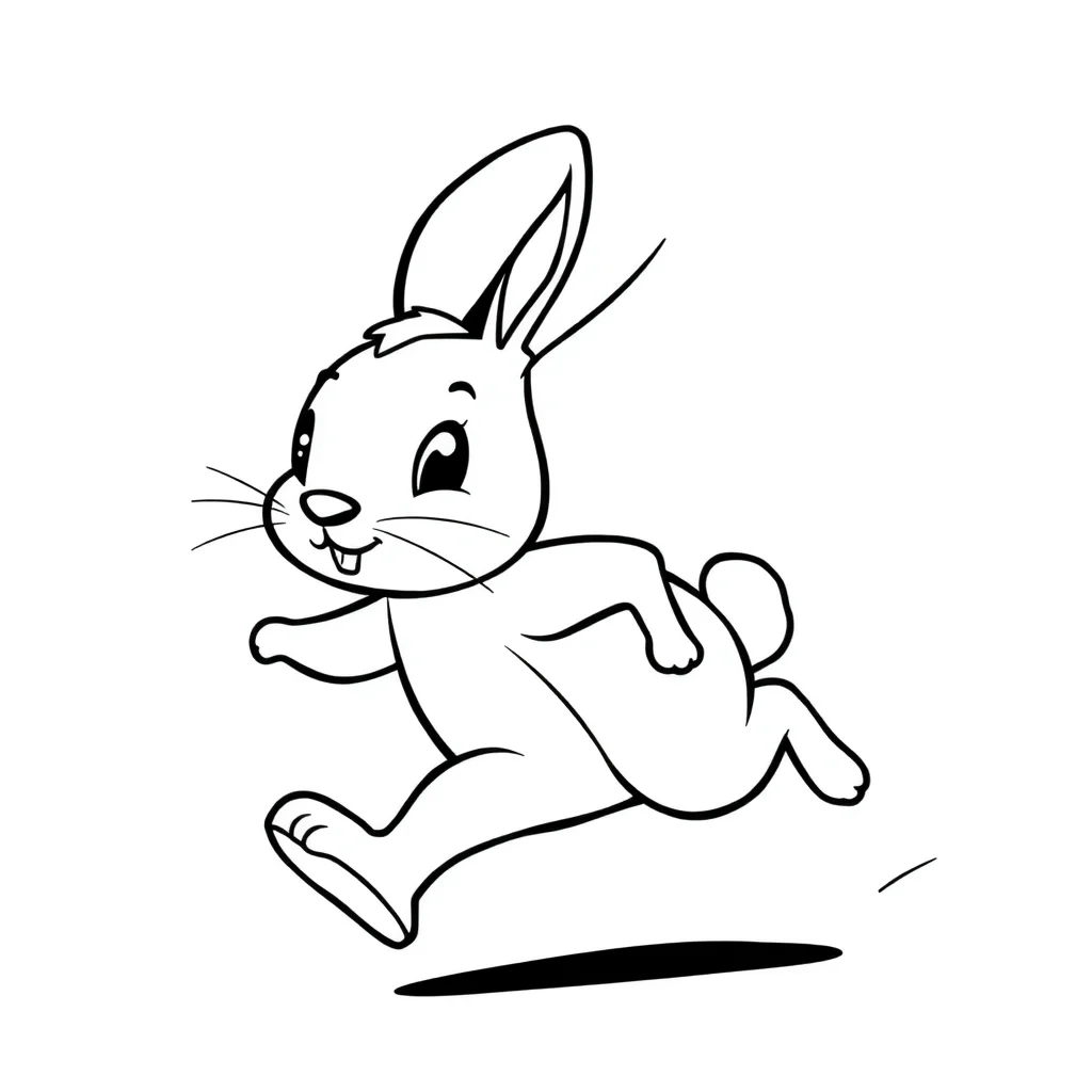Rabbits a cute bunny running — easy rabbits coloring page (ages 2–5)