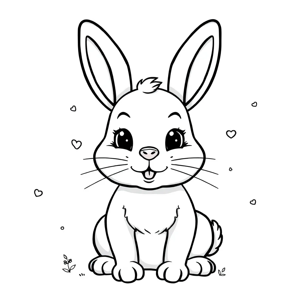 Rabbits a cute bunny — easy rabbits coloring page (ages 2–5)
