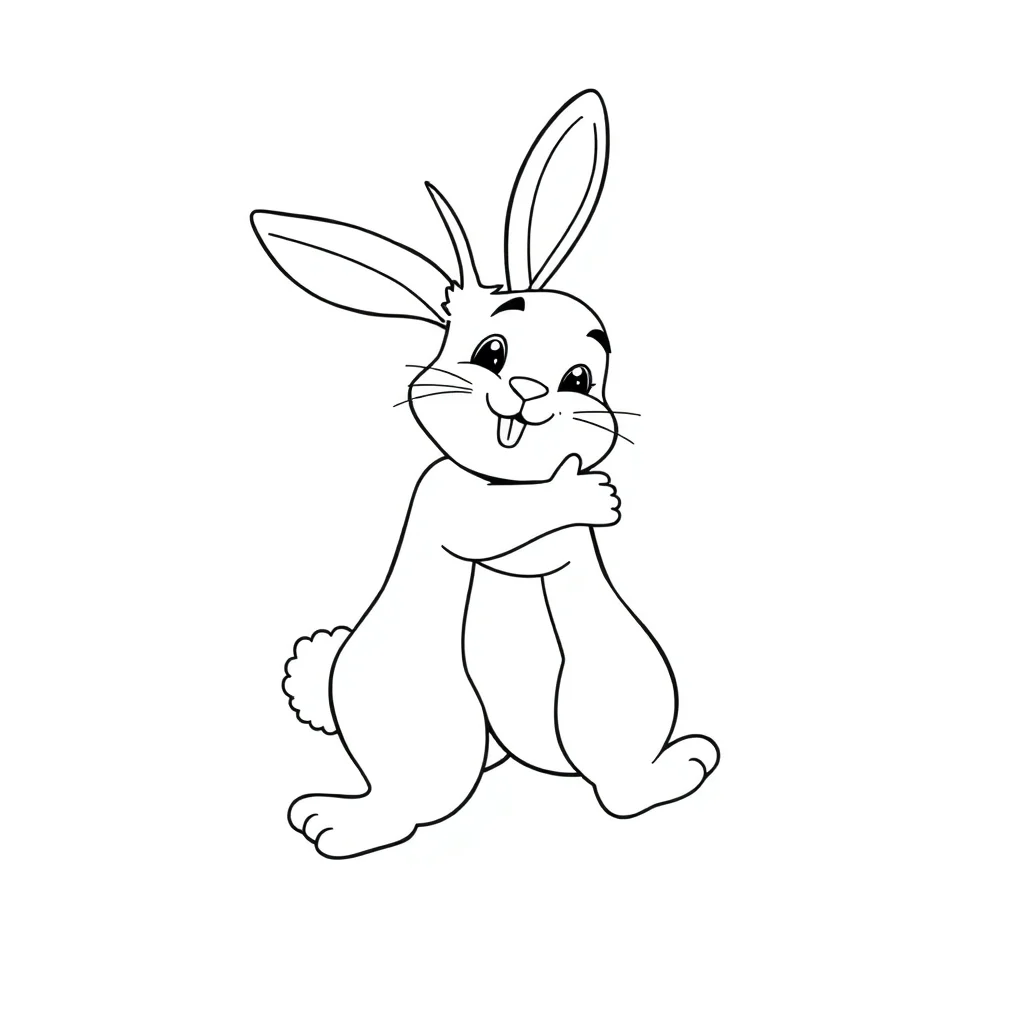 Rabbits a hopping rabbit hugging a friend — easy rabbits coloring page (ages 2–5)
