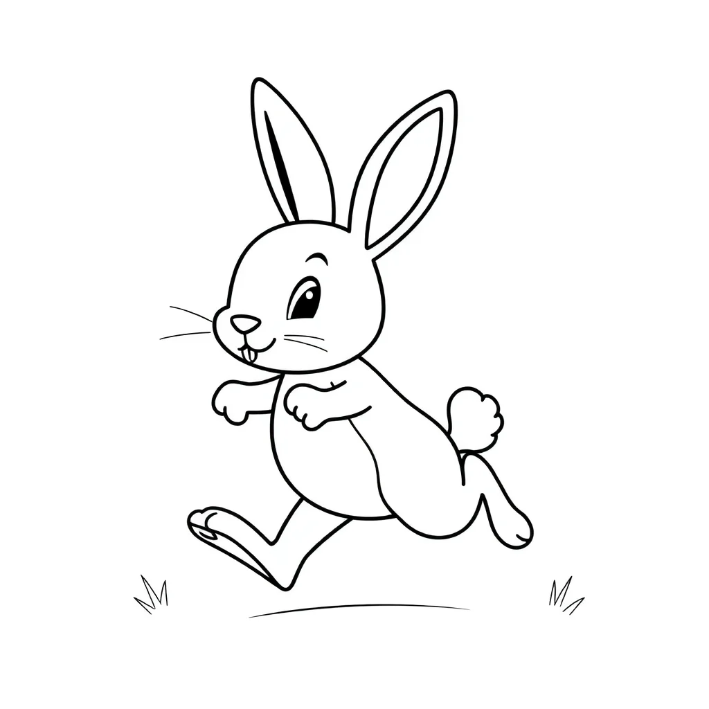 Rabbits a hopping rabbit — easy rabbits coloring page (ages 2–5)