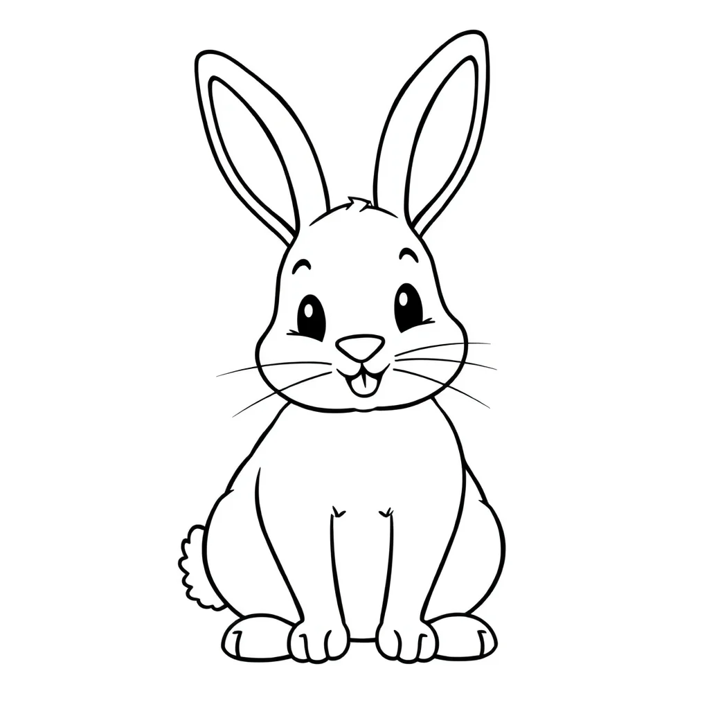 Rabbits a rabbit with long ears — easy rabbits coloring page (ages 2–5)
