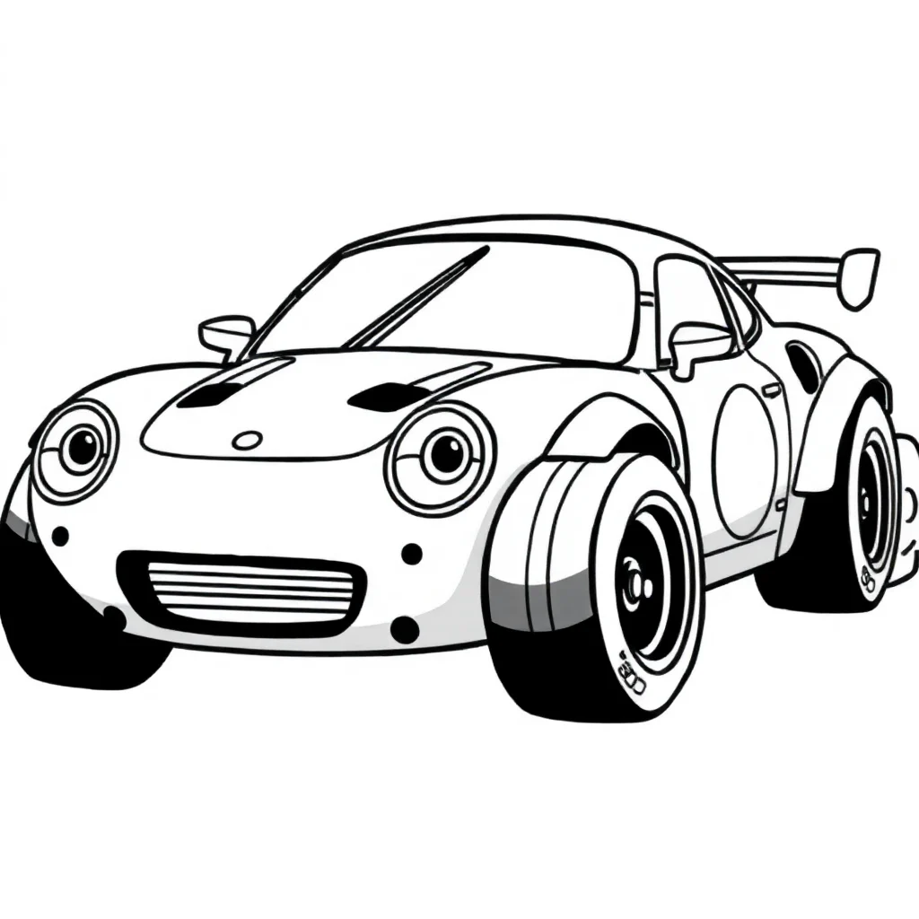 Race cars a fast race car — easy race cars coloring page (ages 2–5)
