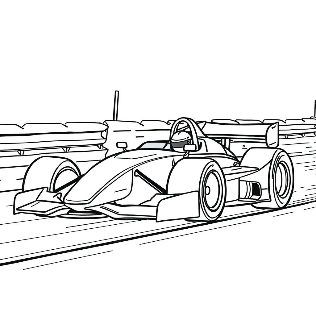 Race cars a race car on a track — easy race cars coloring page (ages 2–5)