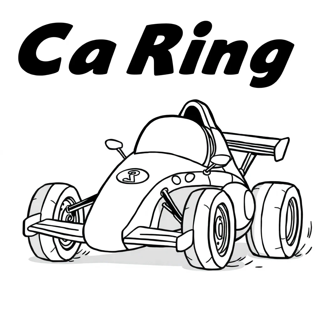 Race cars a race car running — easy race cars coloring page (ages 2–5)