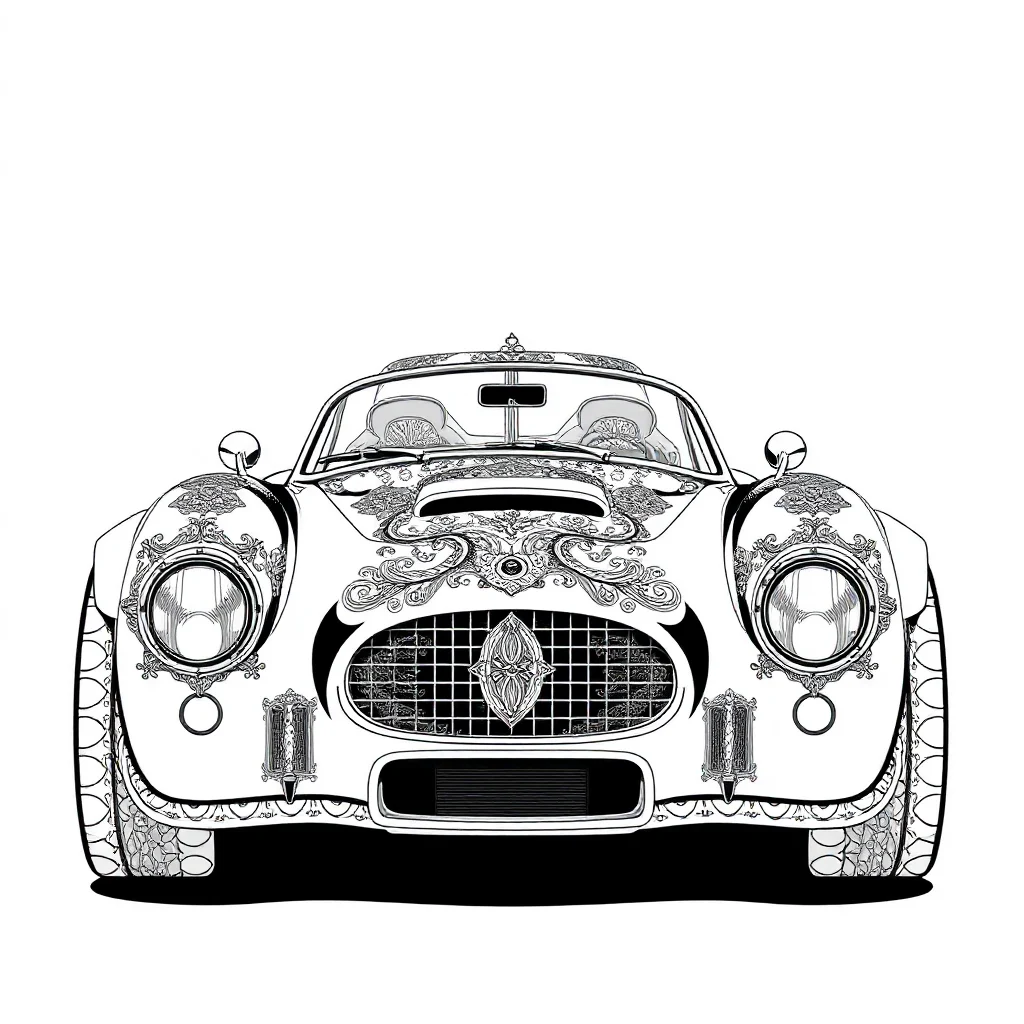 Race cars a race car sitting — detailed race cars coloring page (ages 9+ & adults)